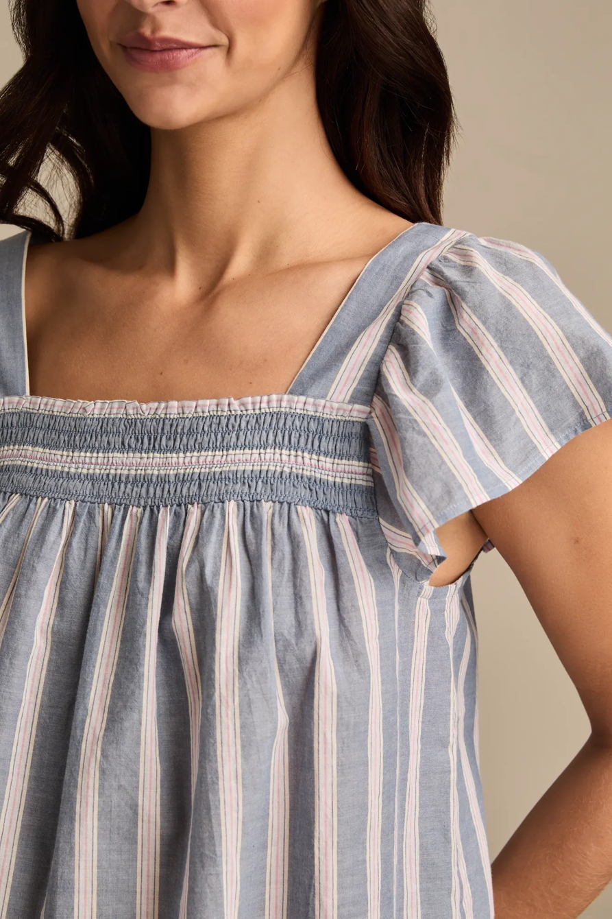SMOCKED SQUARE NECK PEASANT TOP, image 2