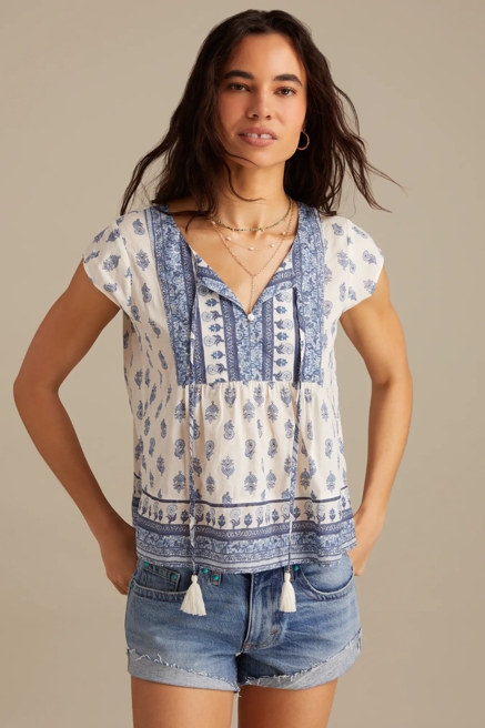 PRINT MIX PEASANT BLOUSE, image 1