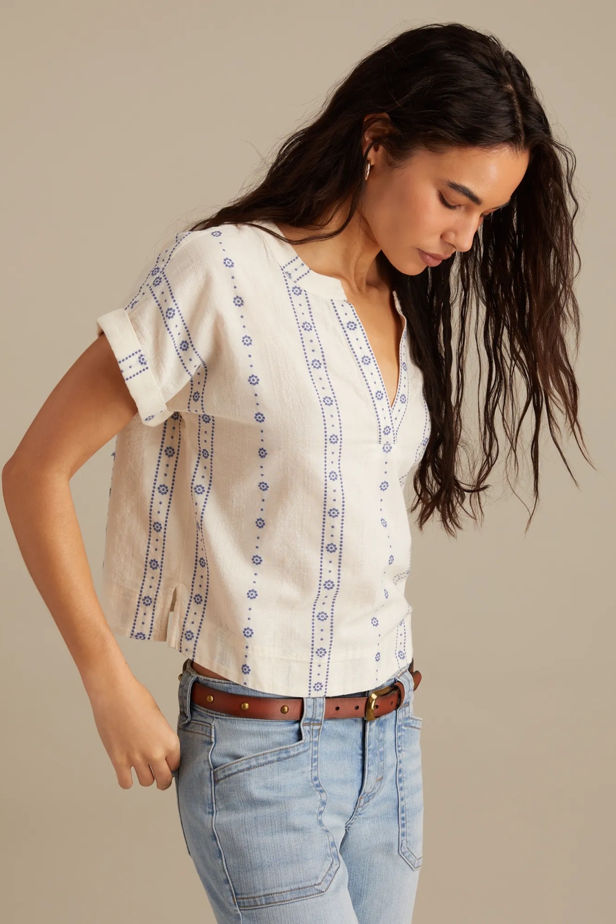 ROLLED SLEEVE POPOVER BLOUSE, image 3