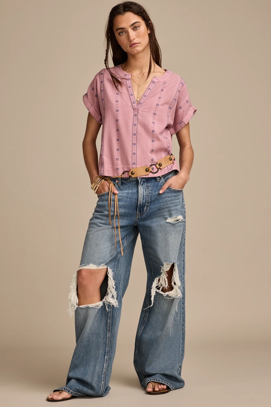 ROLLED SLEEVE POPOVER BLOUSE, image 3