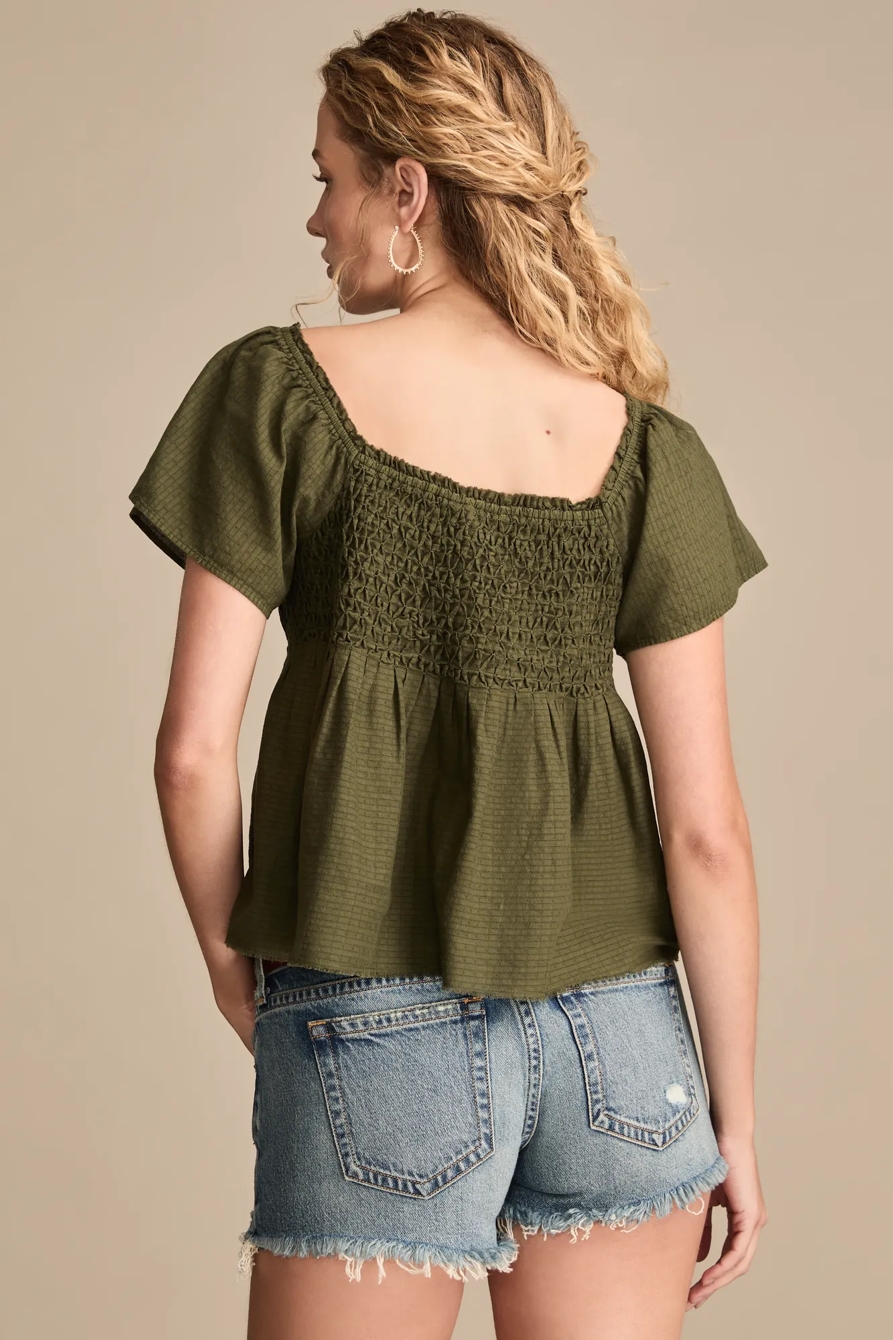 SMOCKED BODICE BABYDOLL TOP, image 5