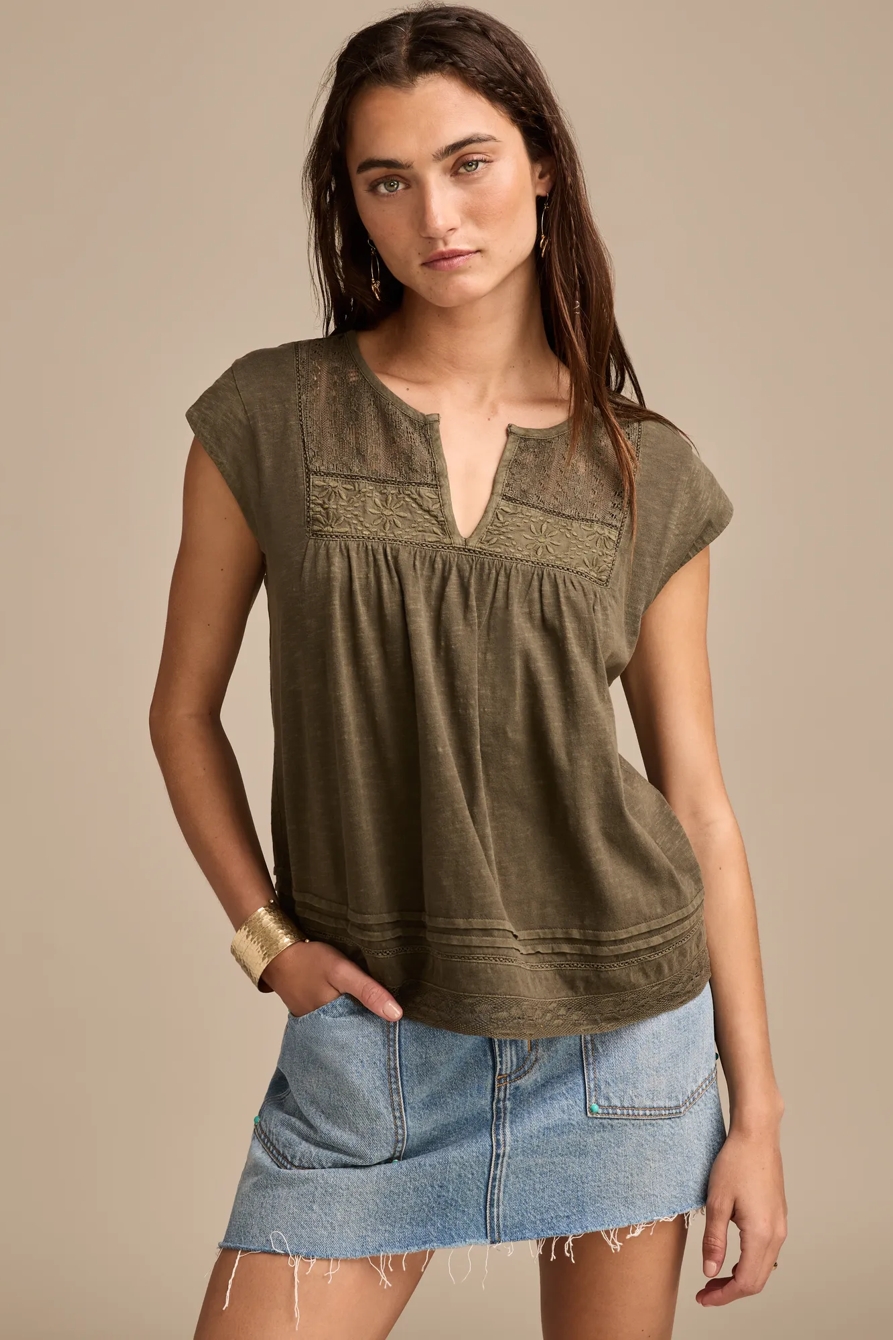 LACE SHELL SLEEVE TEE, image 2