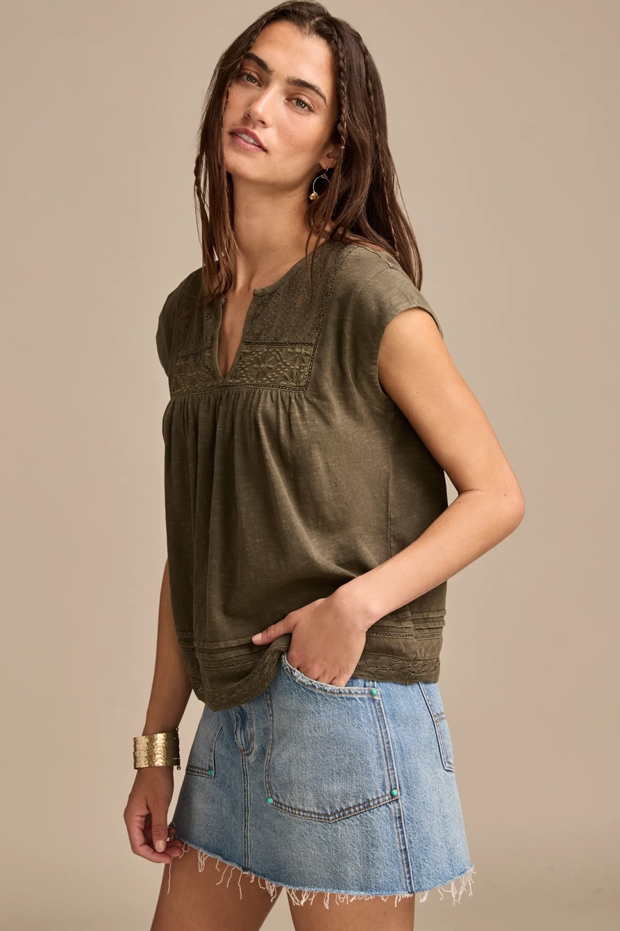 LACE SHELL SLEEVE TEE, image 3