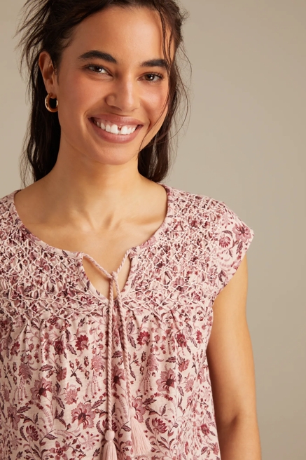 DECORATIVE SMOCKED TEE, image 1