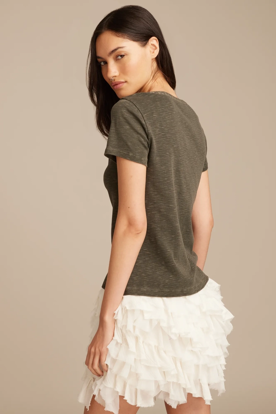 CUTWORK HENLEY TEE