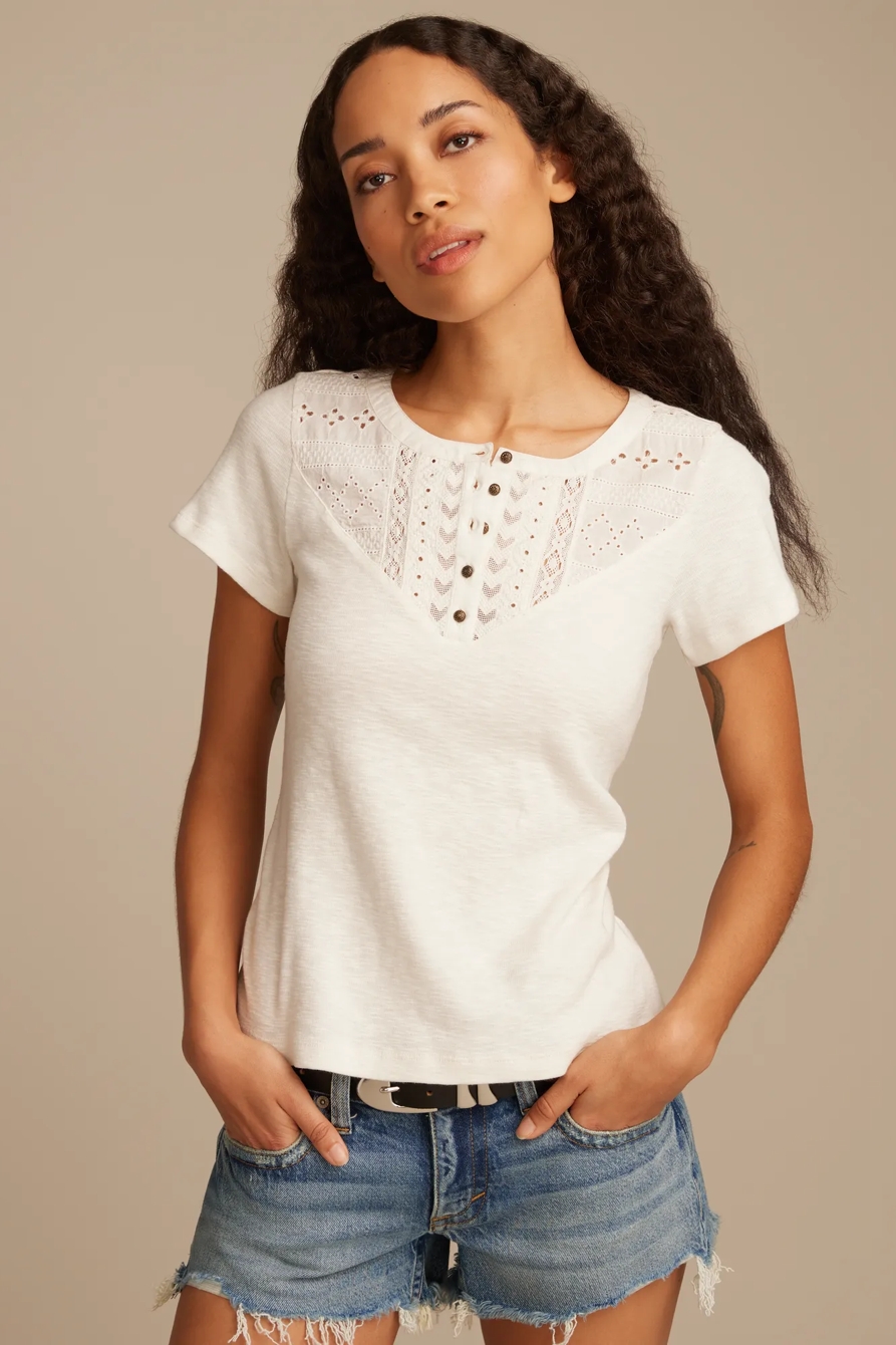 CUTWORK HENLEY TEE, image 2