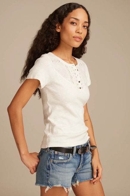CUTWORK HENLEY TEE, image 4