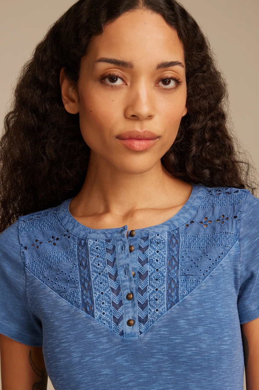 CUTWORK HENLEY TEE, image 2