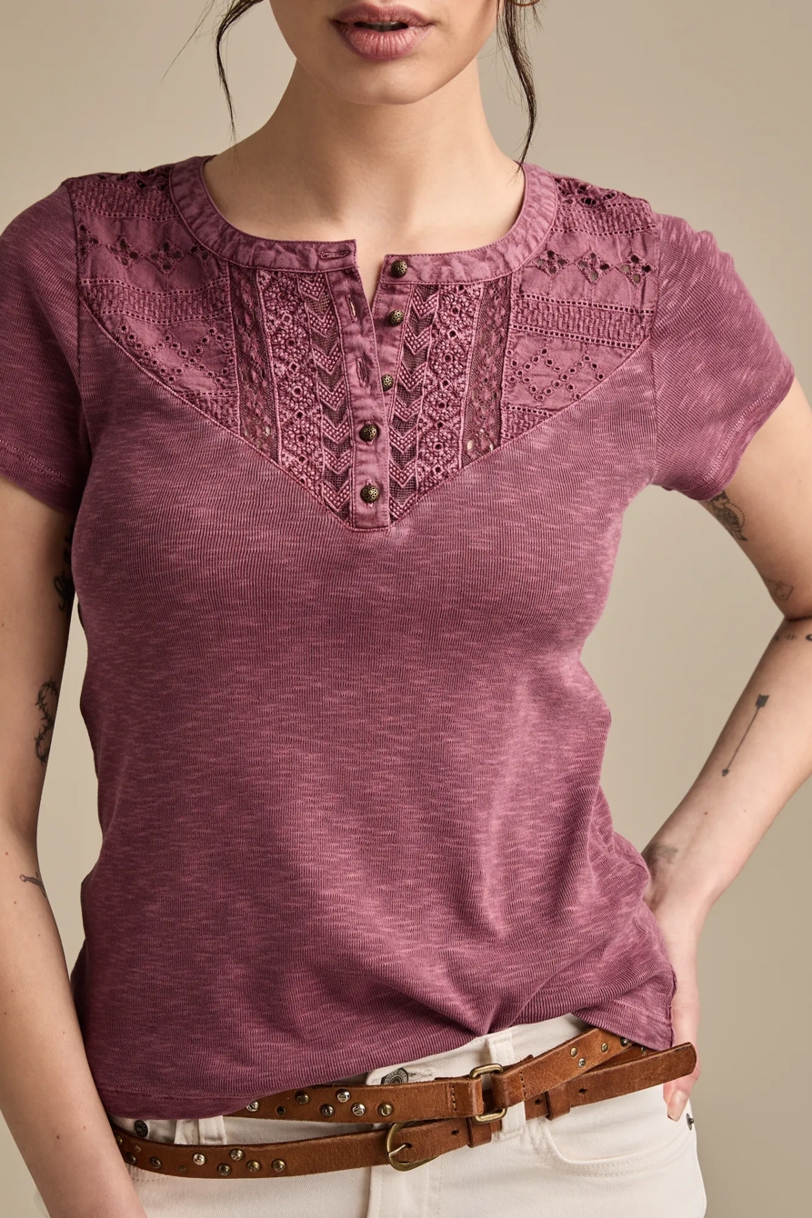 CUTWORK HENLEY TEE, image 2