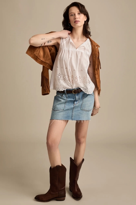 EMBROIDERED NOTCH NECK TANK, image 2