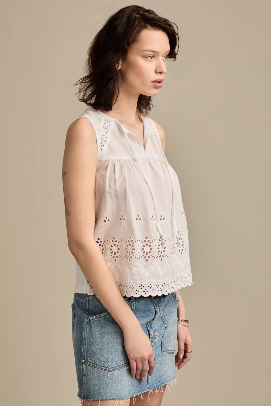 EMBROIDERED NOTCH NECK TANK