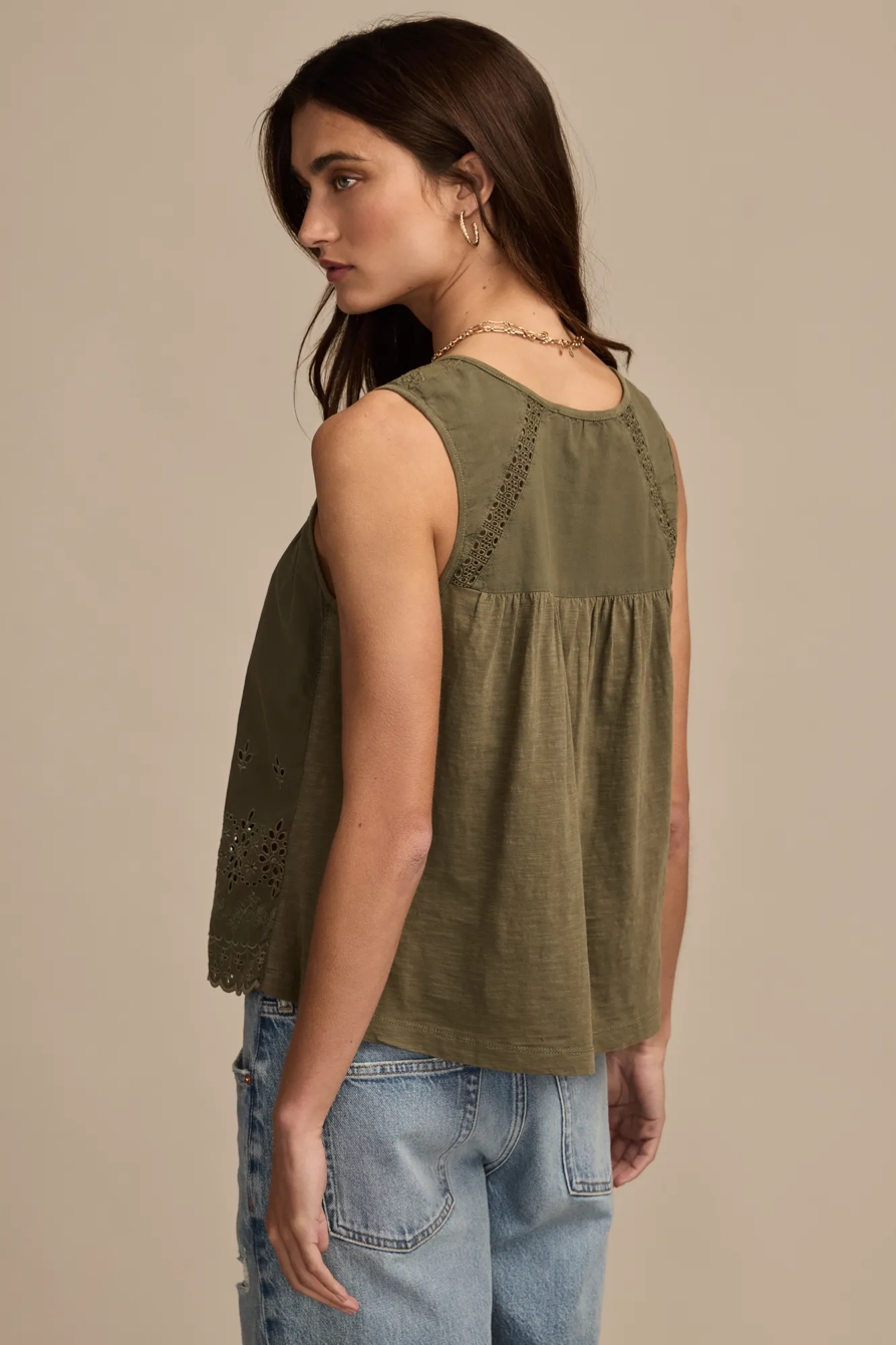 EMBROIDERED NOTCH NECK TANK, image 5