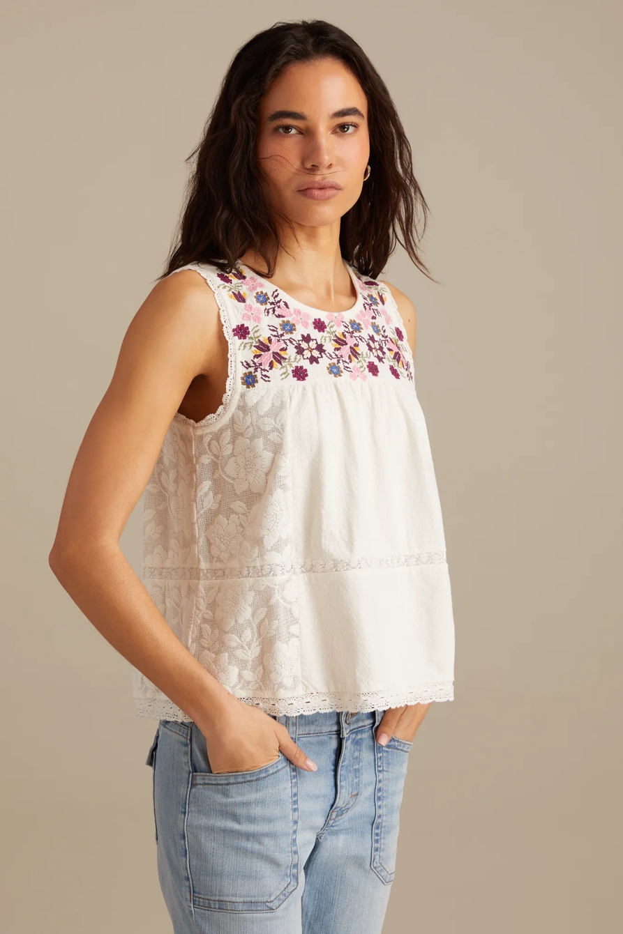 EMBROIDERED YOKE TANK, image 2