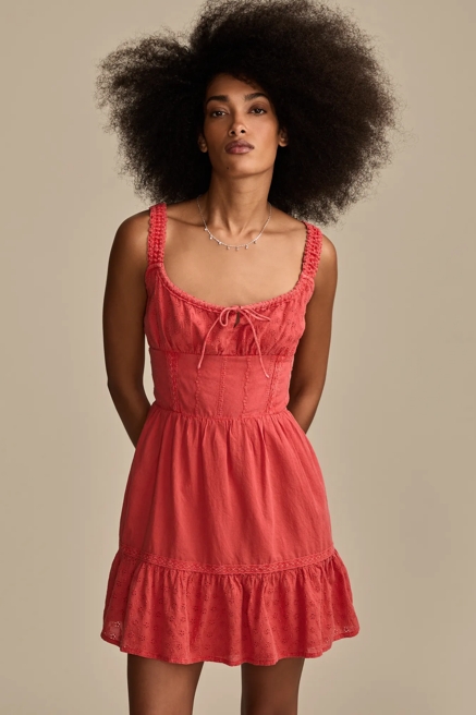 CORSET EYELET MINI DRESS, image 1