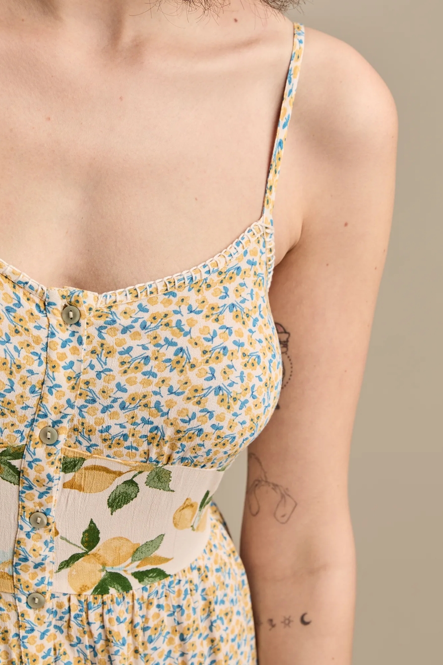 PRINT MIX TIERED MIDI DRESS, image 2