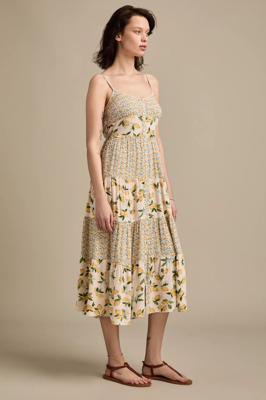 PRINT MIX TIERED MIDI DRESS, image 4