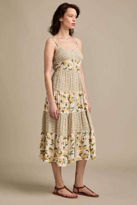 PRINT MIX TIERED MIDI DRESS, image 4