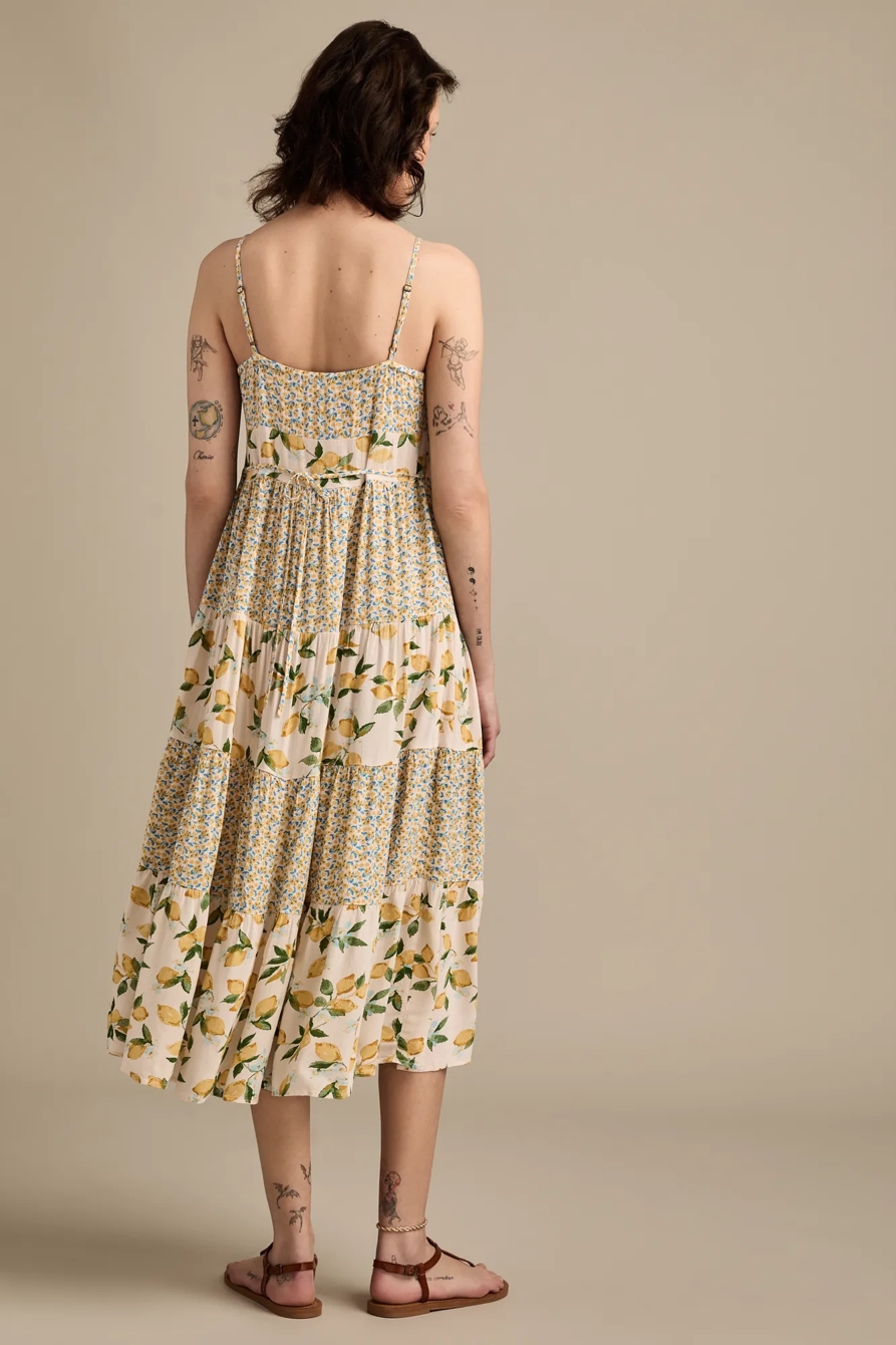 PRINT MIX TIERED MIDI DRESS, image 5