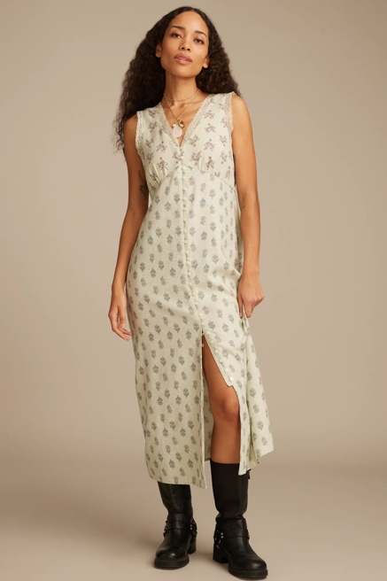 PRINTED BUTTON FRONT MAXI DRESS, image 1