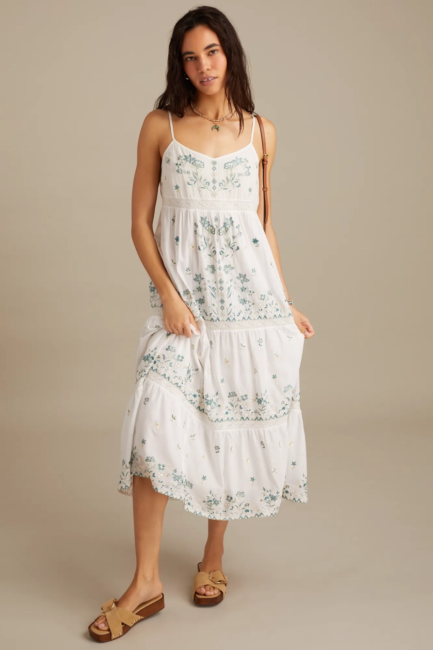 EMBROIDERED FLORAL MAXI DRESS