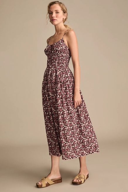 PRINTED SMOCKED MIDI DRESS, image 3