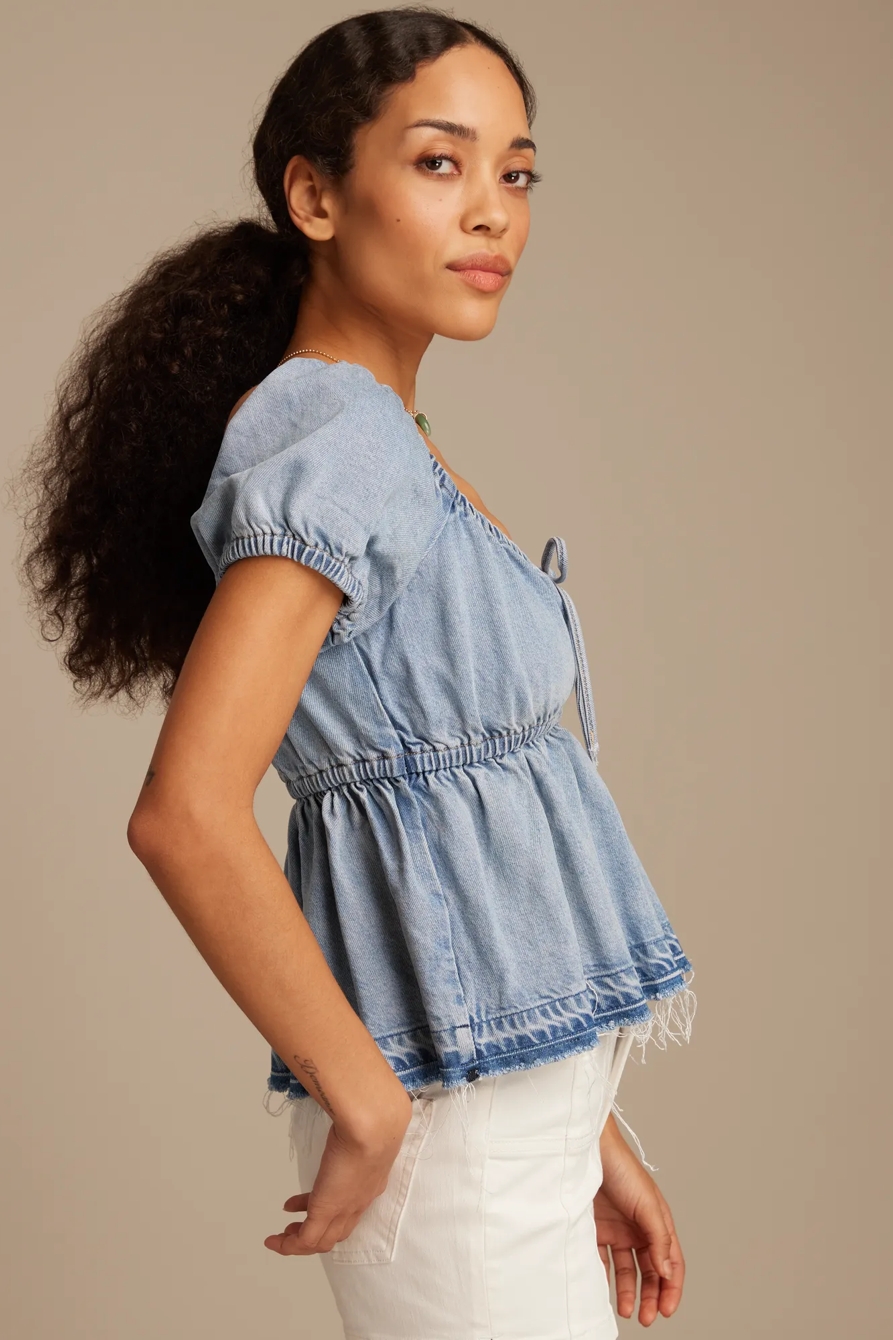 SQUARE NECK BLOUSON SLEEVE TOP, image 4