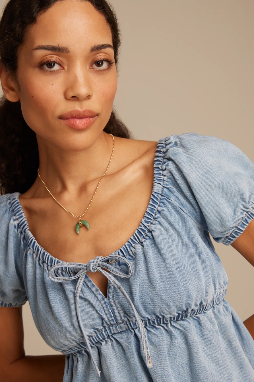 SQUARE NECK BLOUSON SLEEVE TOP, image 5