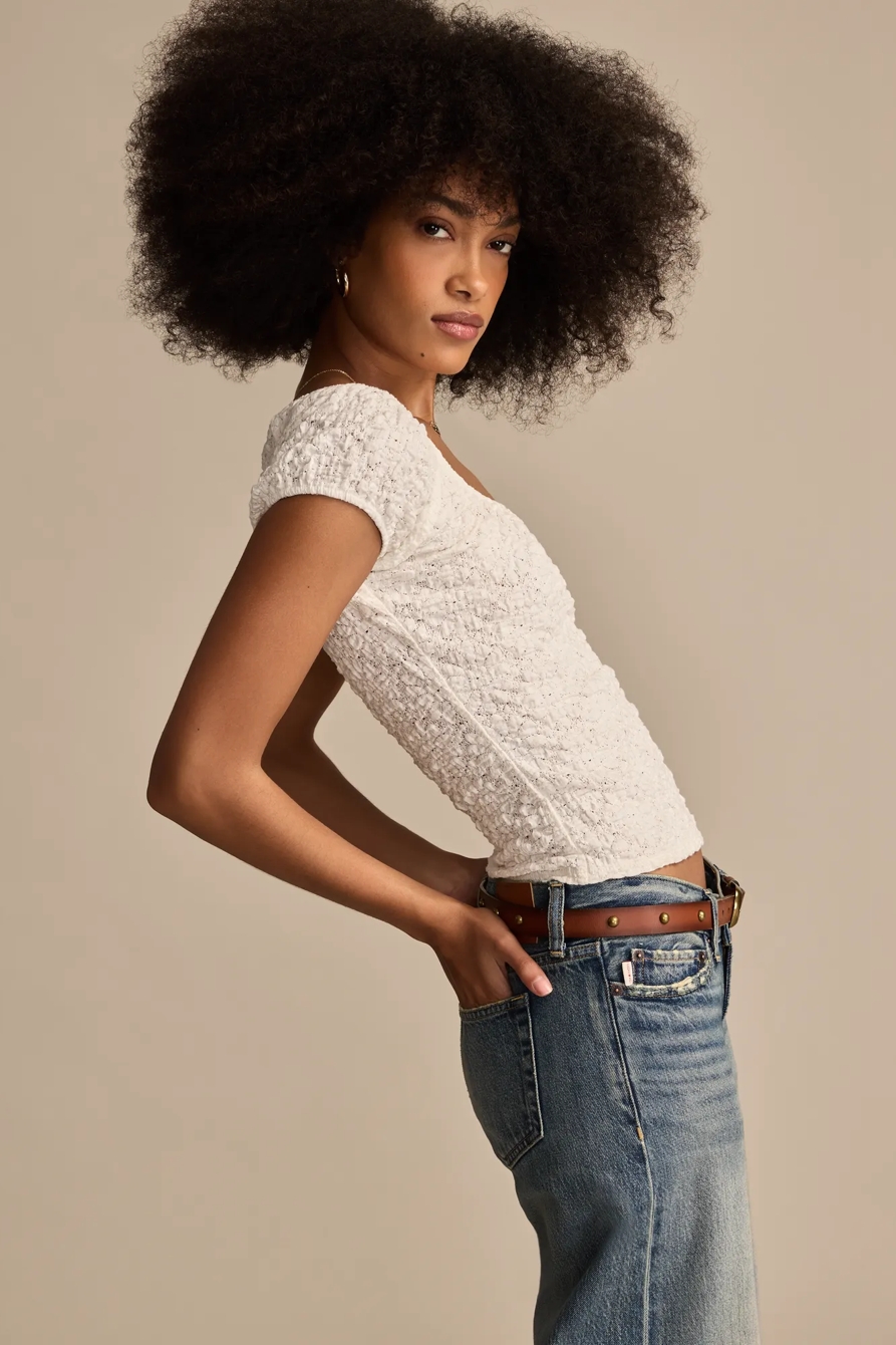 SHORT SLEEVE TEXTURED TOP, image 4