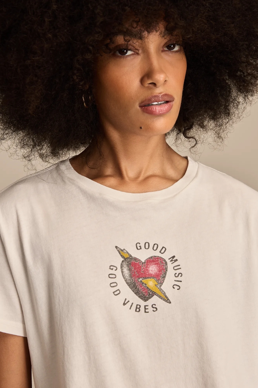 GOOD MUSIC GOOD VIBES BOYFRIEND TEE, image 2