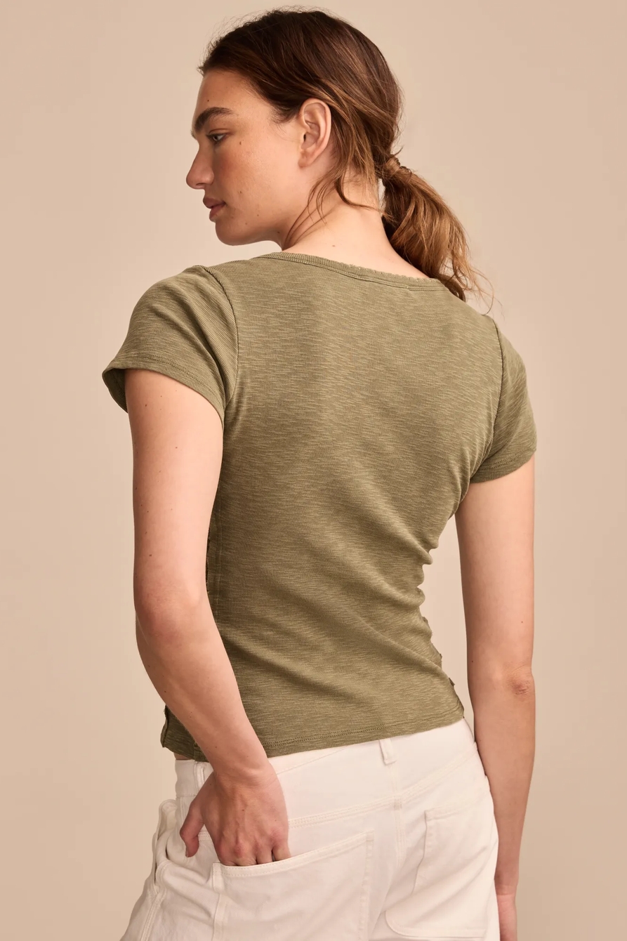 CROCHET TRIM SHORT SLEEVE HENLEY, image 4