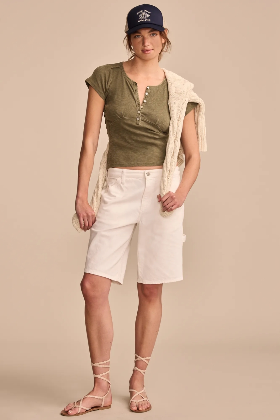 CROCHET TRIM SHORT SLEEVE HENLEY, image 5