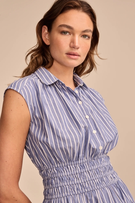 SMOCKED DROPPED WAIST MIDI DRESS, image 2