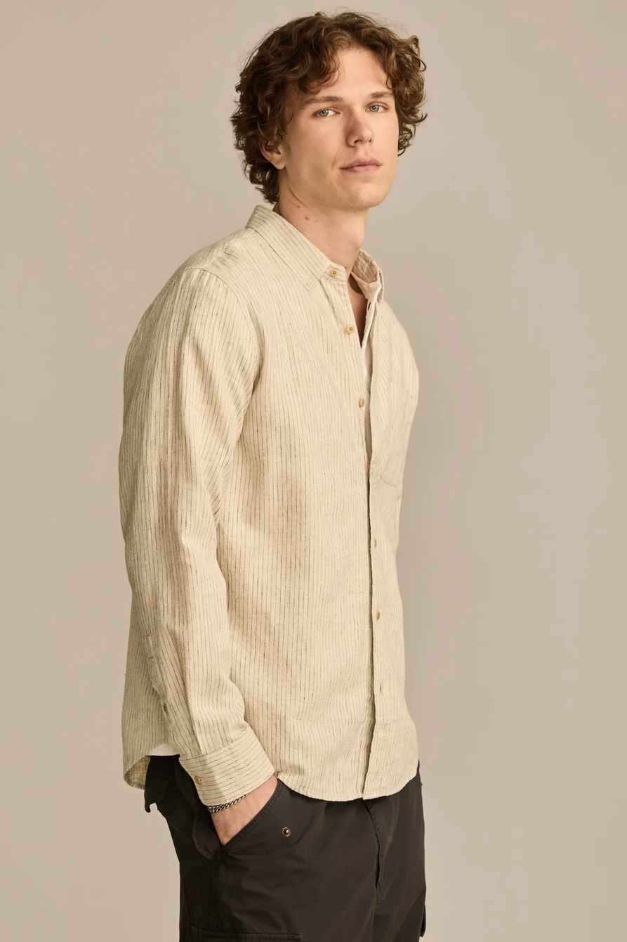 RAILROAD STRIPE LINEN LONG SLEEVE SHIRT, image 4