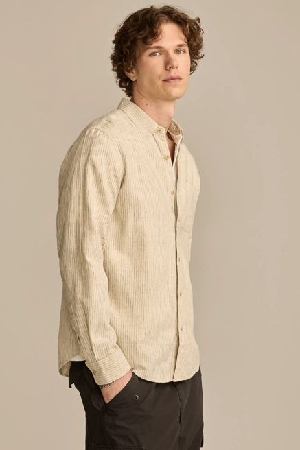 RAILROAD STRIPE LINEN LONG SLEEVE SHIRT, image 4