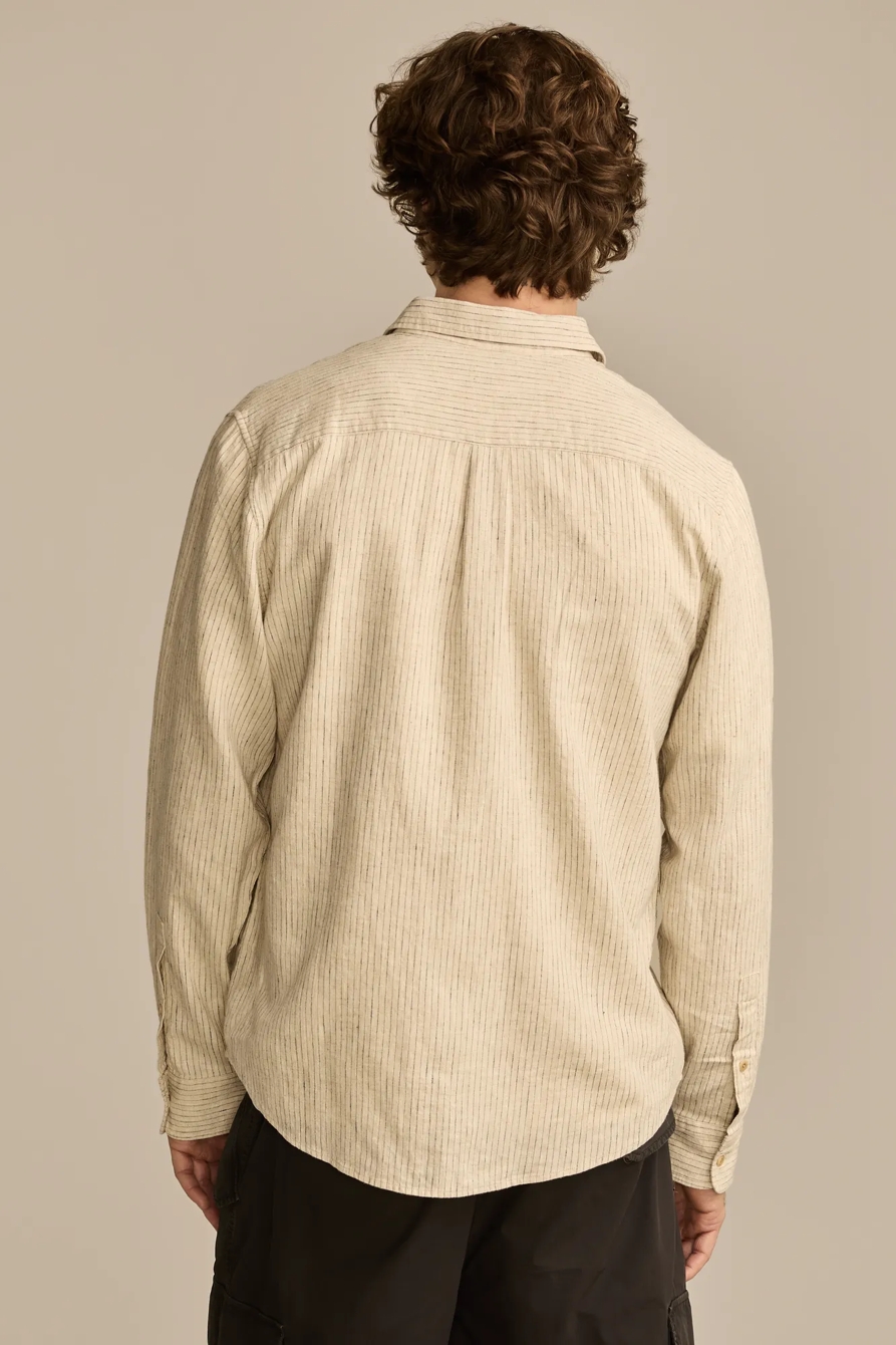 RAILROAD STRIPE LINEN LONG SLEEVE SHIRT, image 5