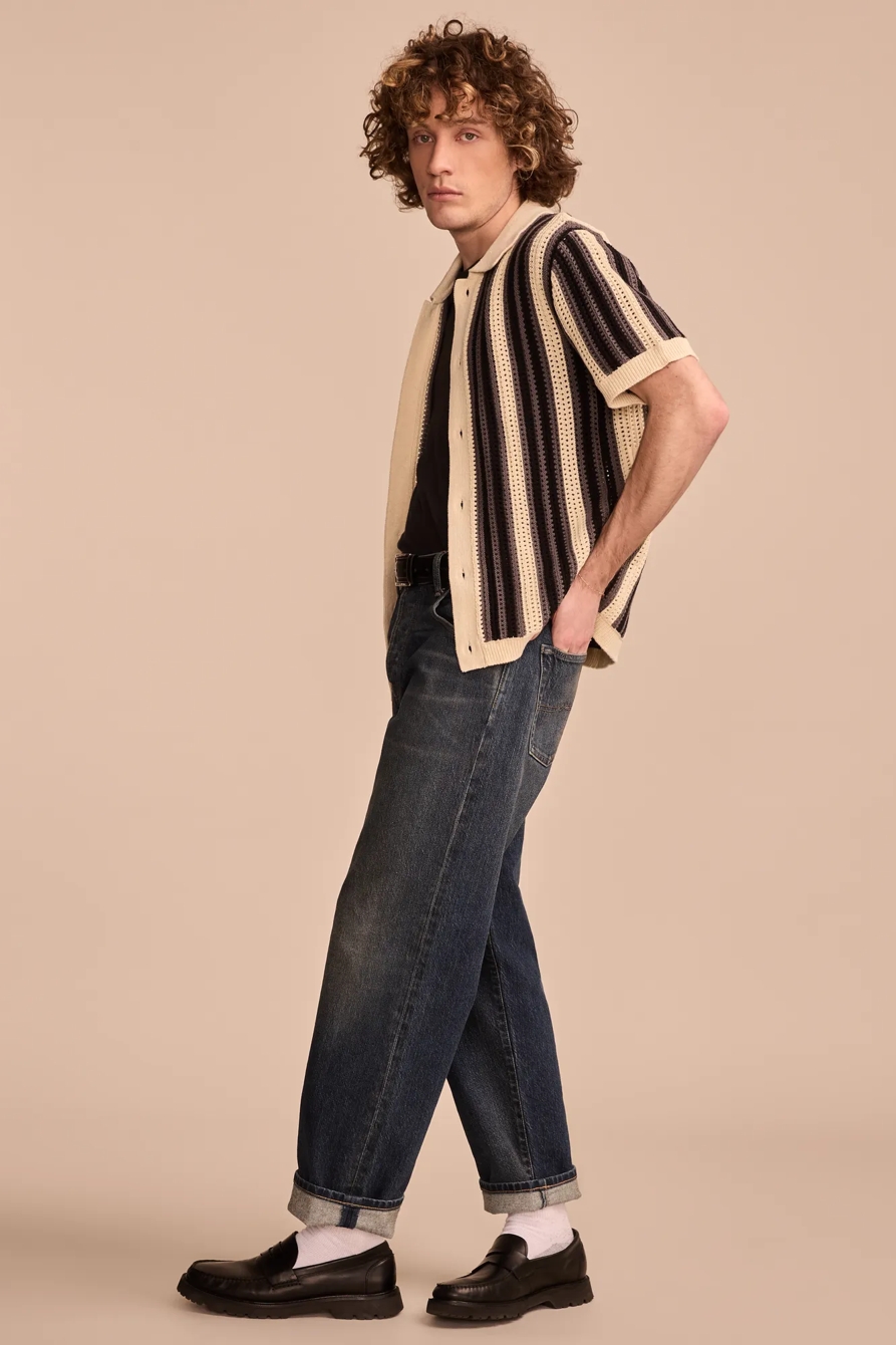 STRIPE BUTTON THROUGH SWEATER, image 2