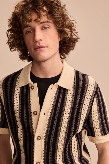STRIPE BUTTON THROUGH SWEATER, image 3