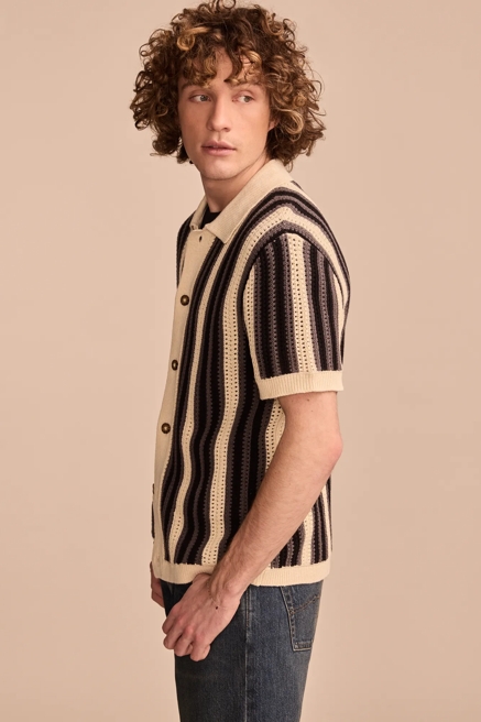 STRIPE BUTTON THROUGH SWEATER, image 4