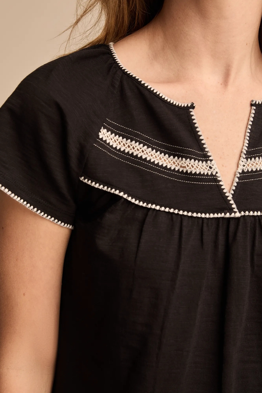 CONTRAST TRIM SHORT SLEEVE PEASANT, image 2