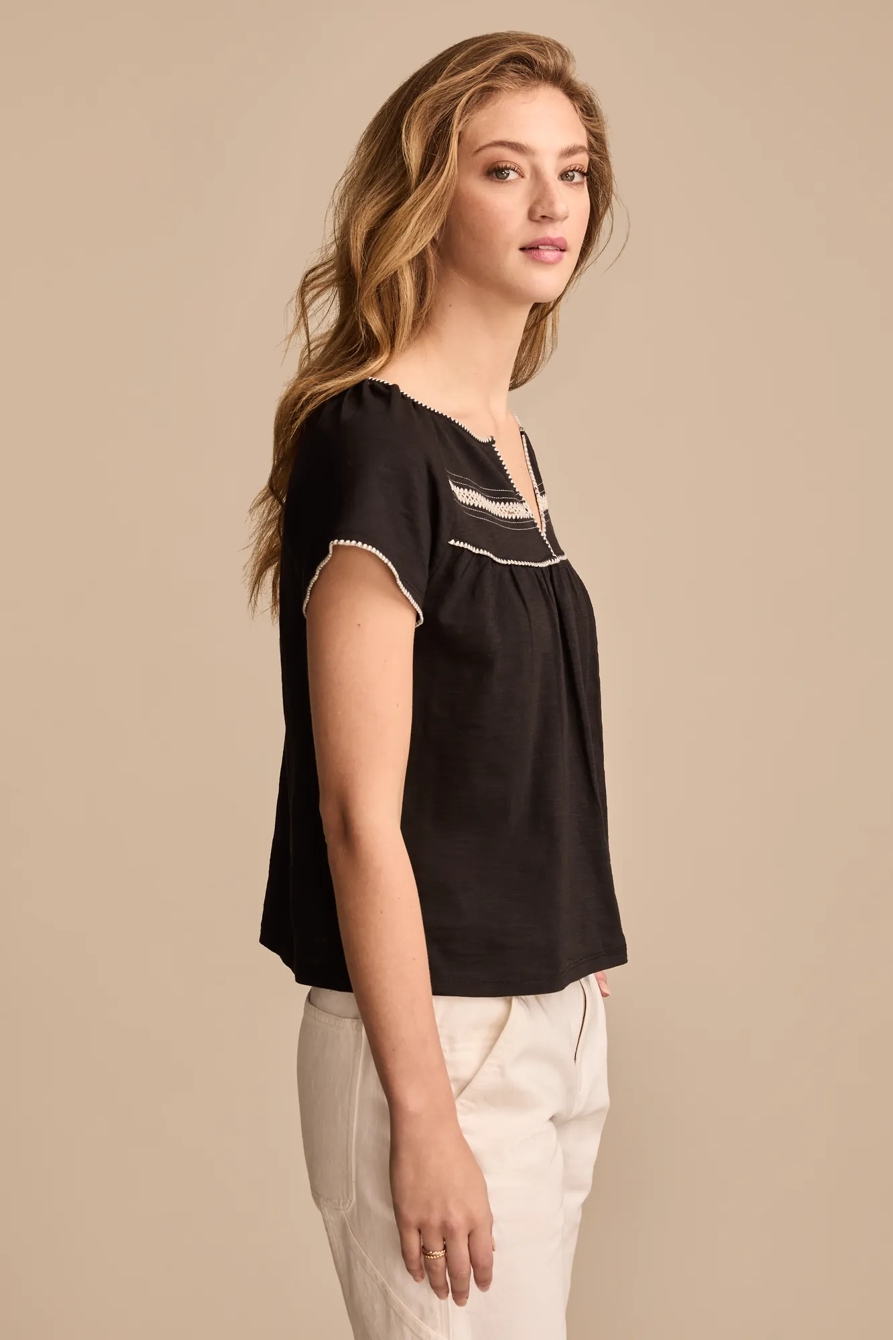 CONTRAST TRIM SHORT SLEEVE PEASANT, image 4