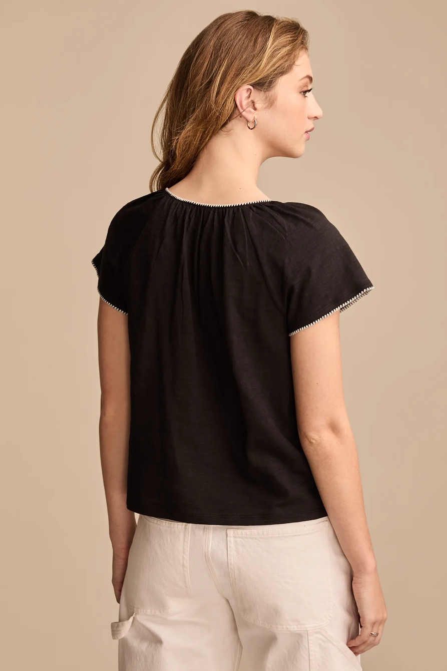 CONTRAST TRIM SHORT SLEEVE PEASANT, image 5