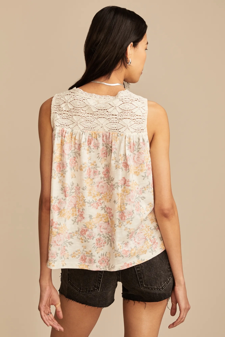 PRINTED LACE TRIM TANK, image 3