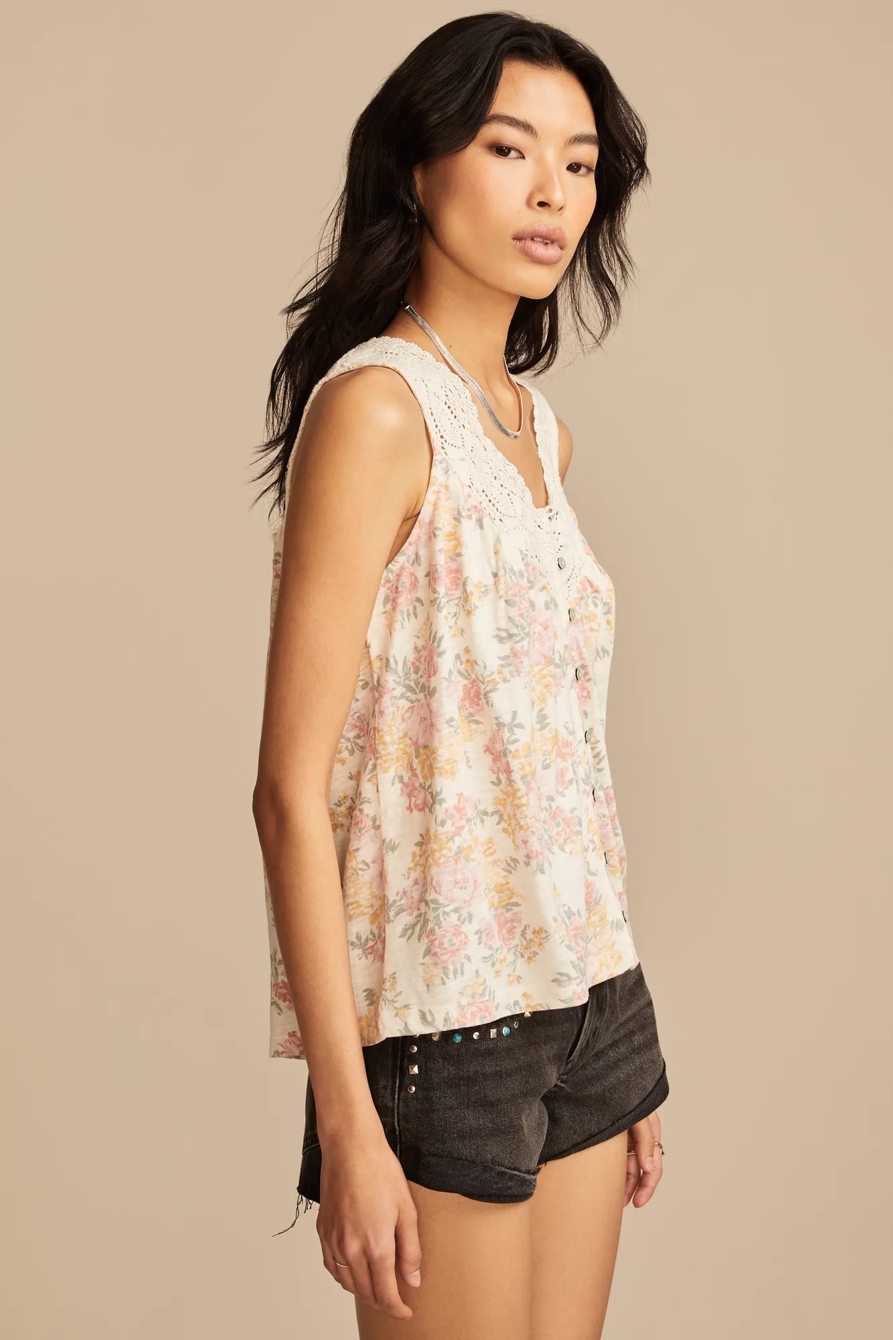 PRINTED LACE TRIM TANK, image 4