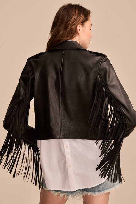 FRINGE LEATHER MOTO JACKET, image 3