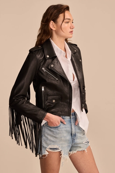 FRINGE LEATHER MOTO JACKET, image 4