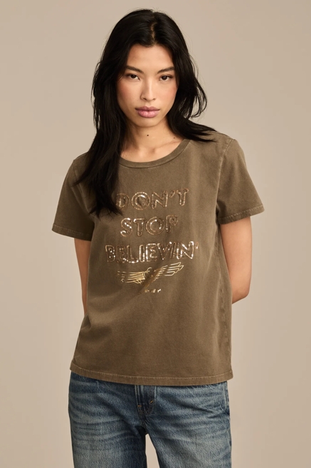 DONT STOP BELIEVIN SEQUIN CLASSIC CREW, image 1