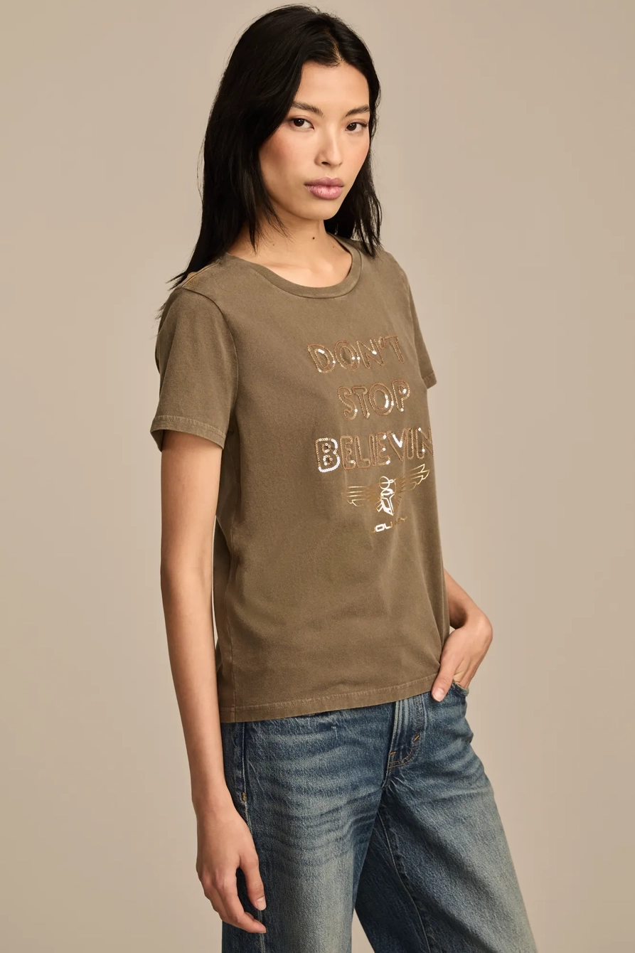 DONT STOP BELIEVIN SEQUIN CLASSIC CREW
