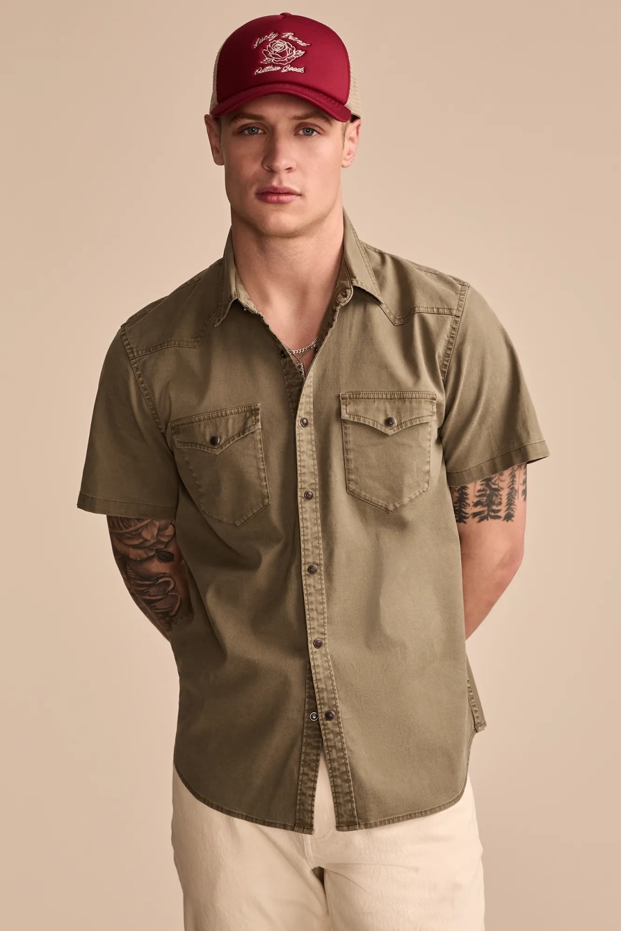 VINTAGE TWILL SHORT SLEEVE WESTERN SHIRT, image 1