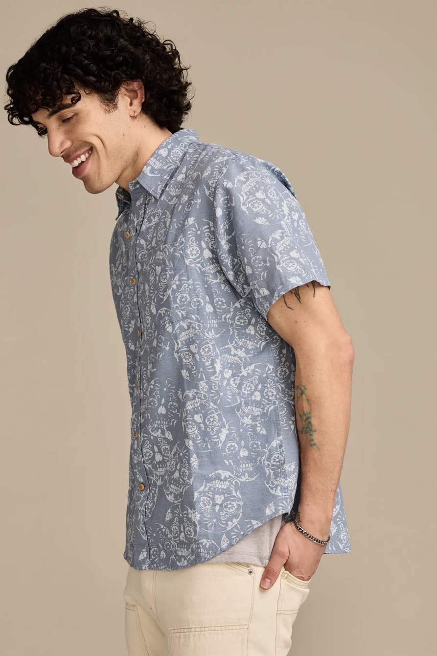 PRINTED CHAMBRAY SHORT SLEEVE SHIRT, image 4