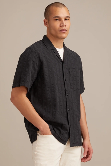 SEERSUCKER CAMP COLLAR SHORT SLEEVE SHIRT, image 3